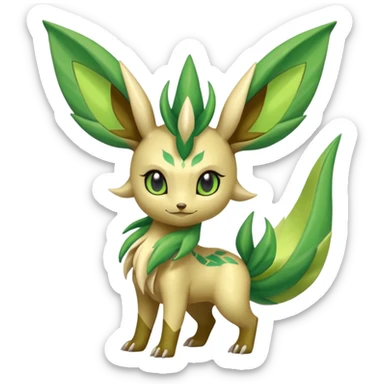 Shiny Aural Leafeon-Keldeon-Celebi-Amaura-Fakémon-fusion (full body) sticker