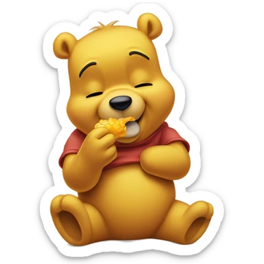 Winnie the Pooh eating honey sticker