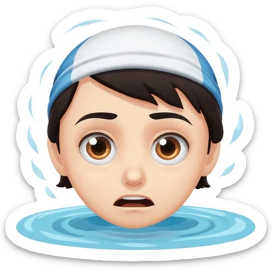 person terrified in swimming pool sticker
