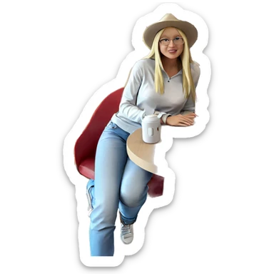 blonde girl with hat indoors sticker