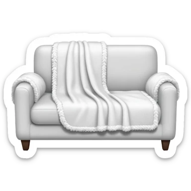 White knit blanket on white fluffy couch  sticker