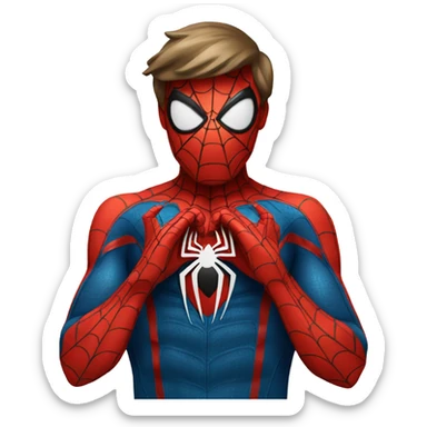 spiderman with heart hands sticker