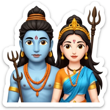 Sitting lord shiva and parvathi sticker