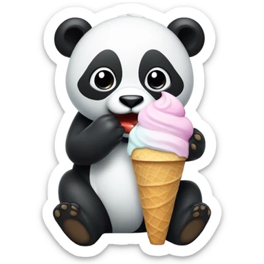 Panda eating ice cream sticker
