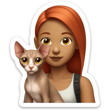 Red-haired girl with a sphinx cat sticker