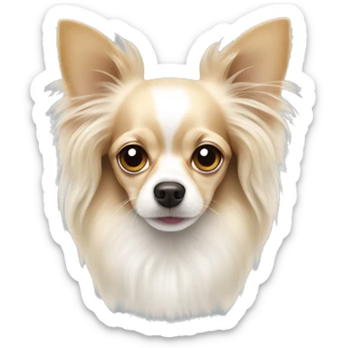 Long haired white chihuahua with light brown ears sticker