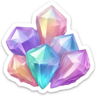 One Pastel iridescent crystal clusters sticker