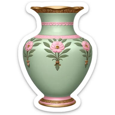 A vintage vase in sage and pink color sticker