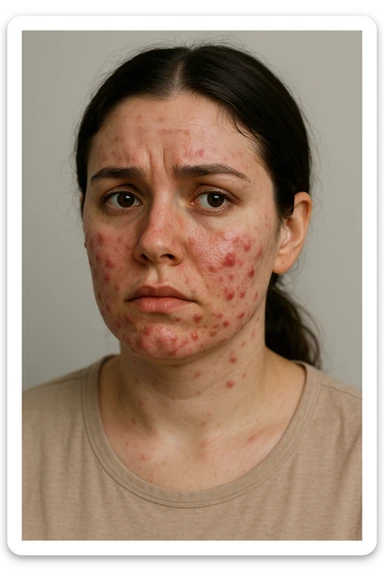 donna con pcos, con acne cistica infiammata e profonda sticker