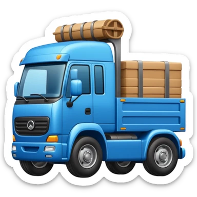 "iOS style truck emoji, big wheels with a cargo bed, smooth texture, no background" sticker