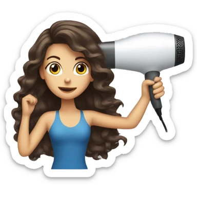 Brunette girl blow drying hair sticker