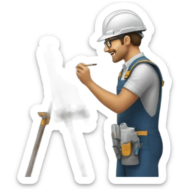 Engineer painting a masterpiece sticker