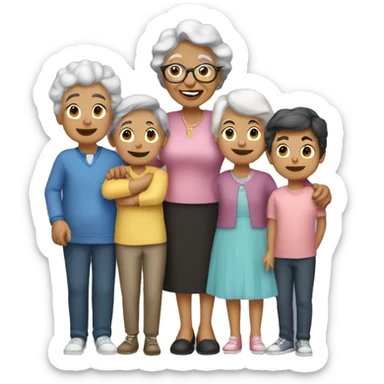 grandma with  four girls six boys sticker