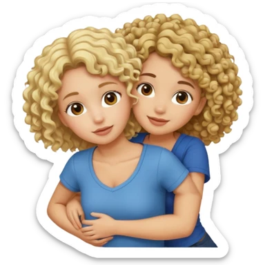 A blonde girl piggybacking on top of her curly-haired brunette friend sticker