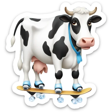 A cow which is ice skating  sticker