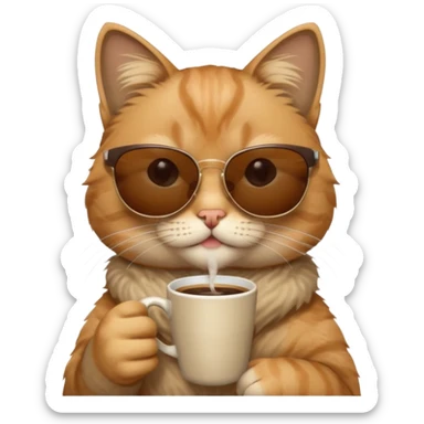 sunglasses cat drink coffee sticker