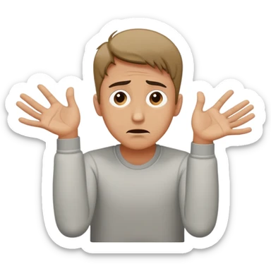 man with anxious attachment style with worried eyes and nervous expression, clingy posture leaning forward with arms reaching out, showing fear of abandonment sticker