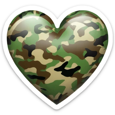 Shiny camouflage heart sticker