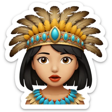 Niña con pelo corto negro con un pico en la boca  sticker