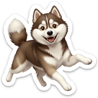 husky dog jumping in the air sticker