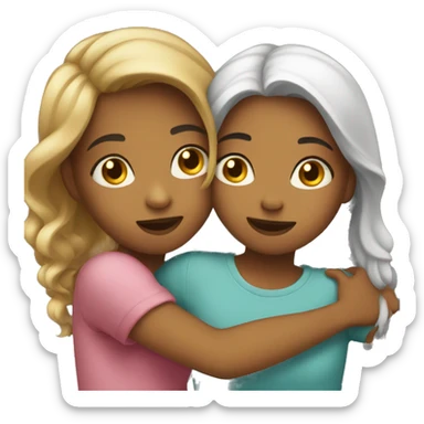 2 girls hugging each other  sticker