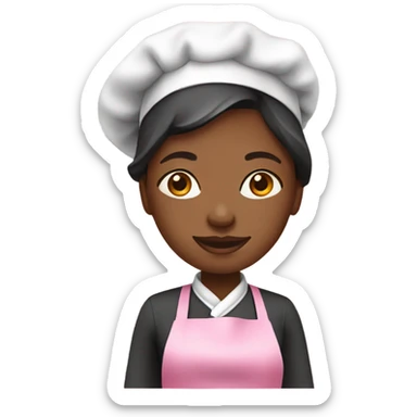 female Nigerian chef with pink apron sticker