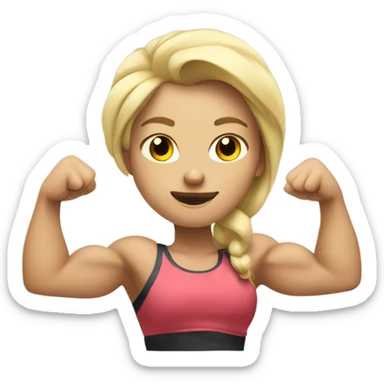 Blonde girl flexing muscles sticker