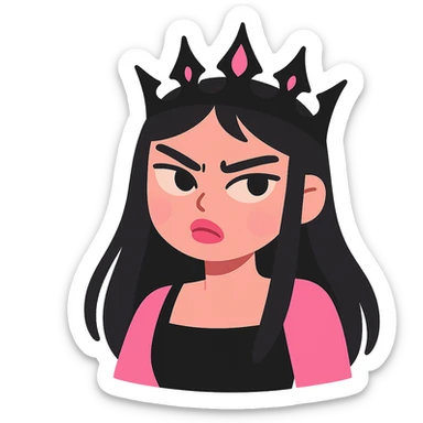 BLACKPINK-inspired gothic tiara, no hearts, soft and expressive, black and pink sticker