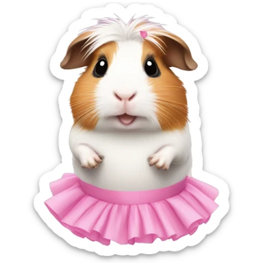 guinea pig wearing a pink tutu sticker