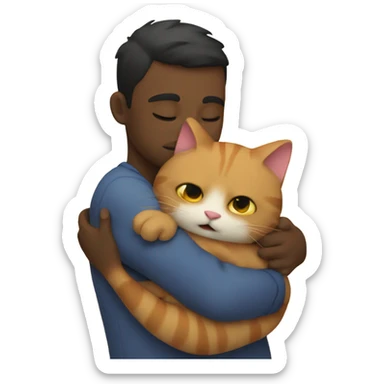 cat hugging a human sticker