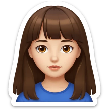 eu quero uma menina de franja e cabelo comprido cabelo castanho  sticker