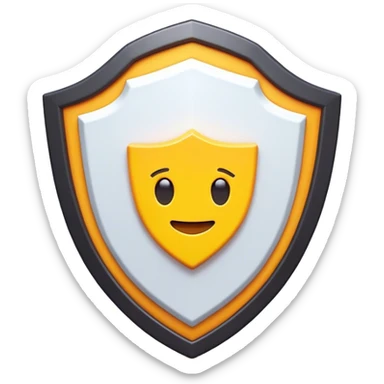 Clash of Clans aesthetic: Cinematic Playful Pixel 3D Shield Emoji, rendered in a 3D vector-style similar to standard emojis with minimal shading and bold, simplified shapes. A compact, distinct form with signature details, softly glowing with a pixelated adventure charm. Simplified yet unmistakably iconic, highly detailed and consistent, glowing with a soft radiance and high shine. Stylized with a touch of classic pixel-art charm and a soft glowing outline, capturing the essence of a beloved gaming relic with a friendly, playful manner! sticker
