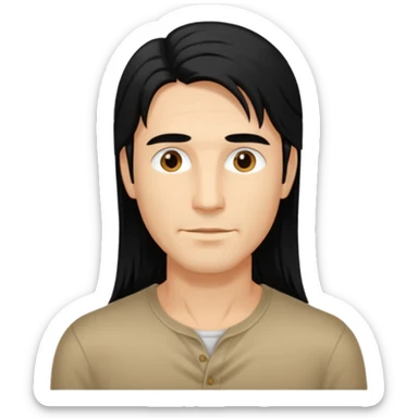 man with long hair but no wrinkles in 2d sticker