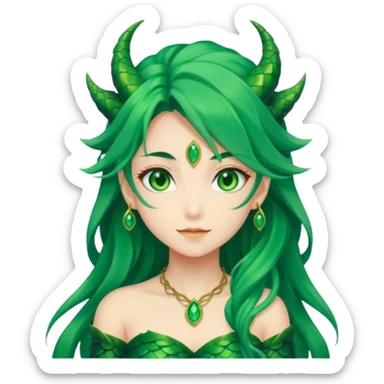 Anime Green DragonGirl She/Her sticker