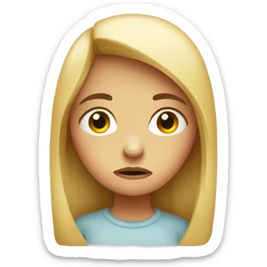 Sad and very worried girl’s face sticker