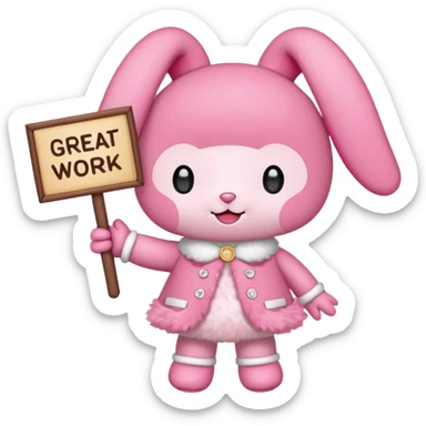 mymelody with sign that says great work sticker