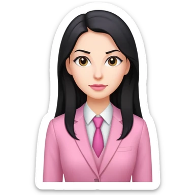 Business chlothes pink woman caucasian long black hair girl sticker