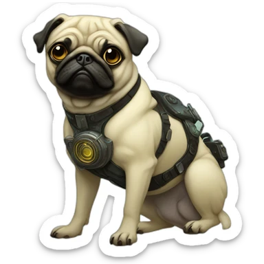 A cyberpunk pug in Art Nouveau style during 1910 sticker