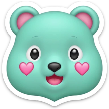 Oso gummy color verde agua  corazón rosa kawaii sticker