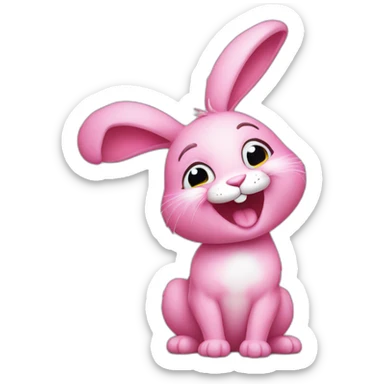 Pink rabbit winking sticker
