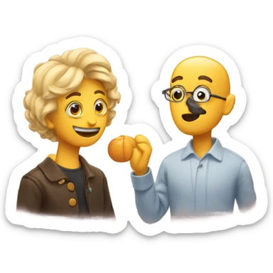 Two friends doing a trivia sticker