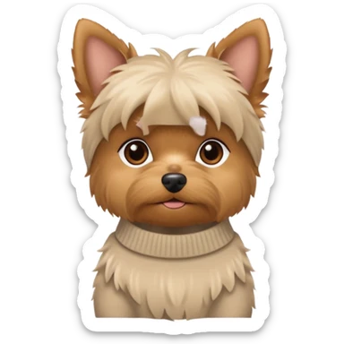 Mini yorkie in beige sweater  sticker