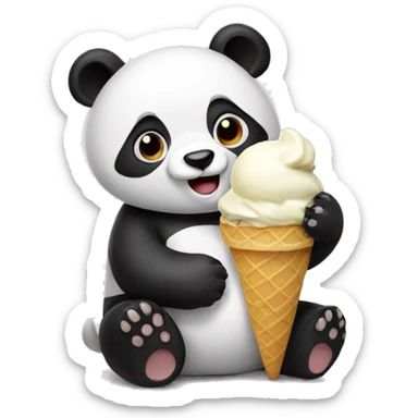 Panda eating ice cream sticker