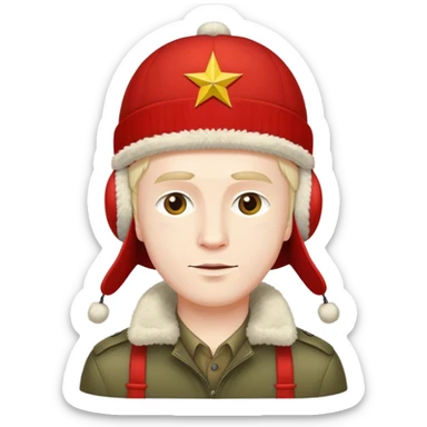 a typical Soviet man with an earflap of the USSR symbols sticker