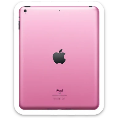  pink iPad (Apple tablet) with sleek metallic finish, minimal and modern design, soft reflections, isolated on transparent background, realistic style" sticker