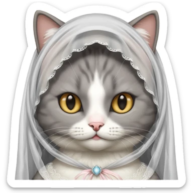 gray cat bride  sticker