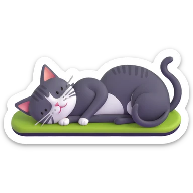 cat lounging like a king, with other animals bowing sticker