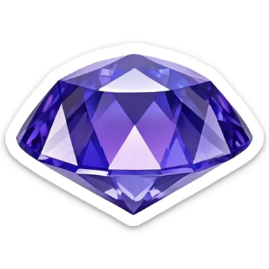 Faceted round tanzanite with deep violet-blue tones and holographic sparkle sticker