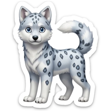 "Schnolf"-"TaniDaReal"-Husky-Snow-leopard-wolf-hybrid-fusion-animal-creature, full body sticker