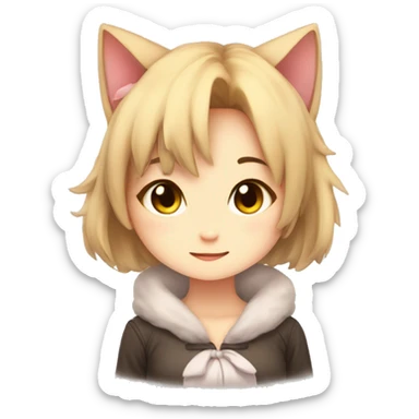 A cute neko girl, that is not too pretty but kind of adorable sticker